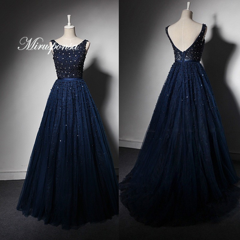 Elie Saab Navy Blue Prom Dresses